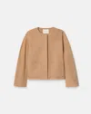Lafayette 148 New York Patch Pocket Collarless Camel Hair Jacket In Brown
