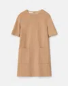 Lafayette 148 Camel Hair Patch Pocket Shift Dress In Brown