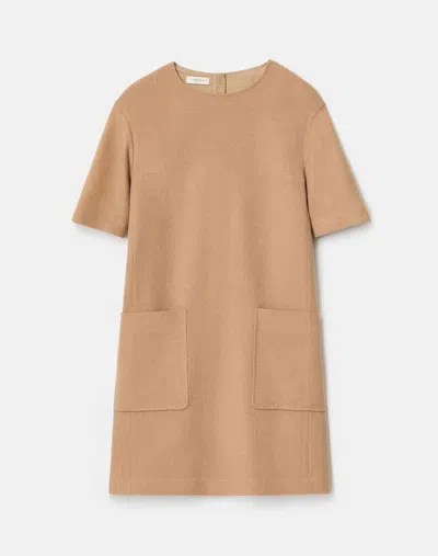 Lafayette 148 Camel Hair Patch Pocket Shift Dress In Brown
