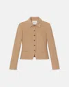 Lafayette 148 Camel Hair Tailored Cropped Jacket In Beige