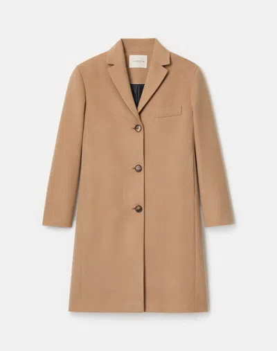 Lafayette 148 New York Camel Hair Three Button Coat In Brown