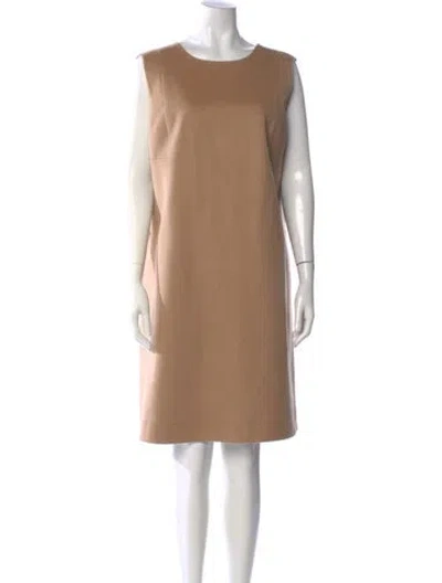 Pre-owned Lafayette 148 Camel Leather Knee-length Dress In Neutral