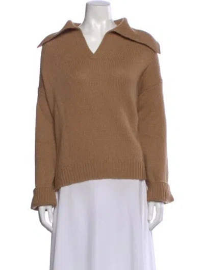 Pre-owned Lafayette 148 Camel Leather Sweater W/ Tags In Brown