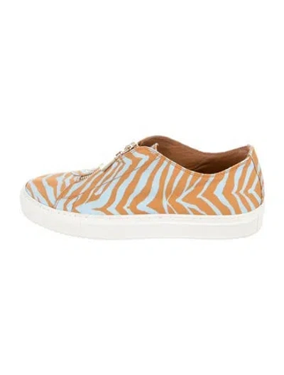 Pre-owned Lafayette 148 Canvas Printed Sneakers In Multi