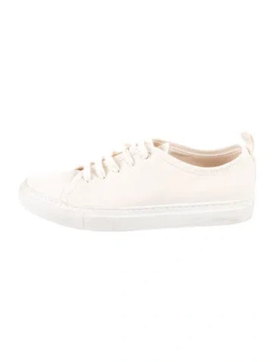 Pre-owned Lafayette 148 Canvas Sneakers In White