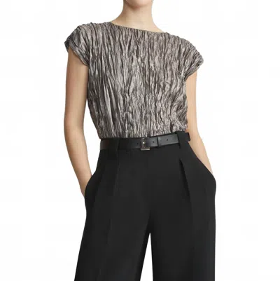 Lafayette 148 Cap Sleeve Blouse In Pewter Metallic