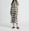 Lafayette 148 New York Notch Collar Cap Sleeve Silk Dress In Gray