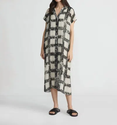LAFAYETTE 148 CAP SLEEVE DRESS IN BLACK/WHITE
