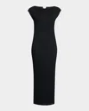 Lafayette 148 Cap-sleeve Embroidered Plisse Maxi Dress In Black