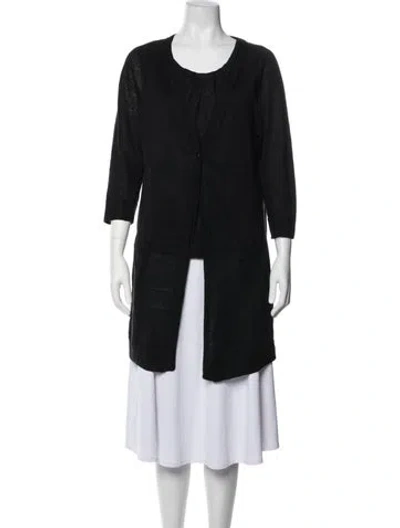 Pre-owned Lafayette 148 Cardigan Set Linen Sweater In Black