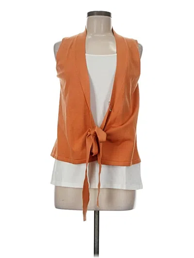 Pre-owned Lafayette 148 Cardigan Sweater In Orange