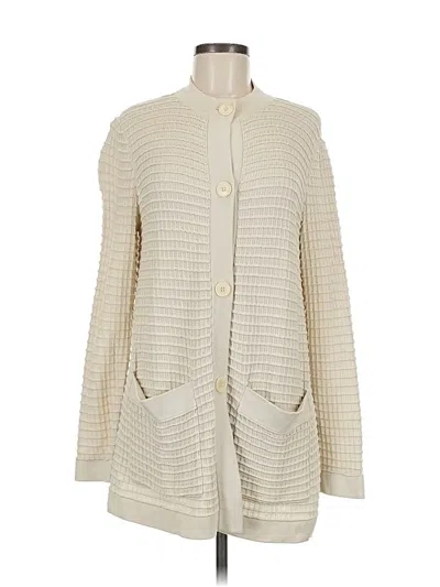 Pre-owned Lafayette 148 Cardigan Sweater In White