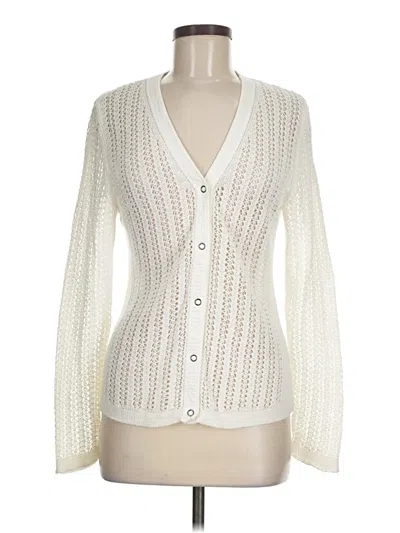 Pre-owned Lafayette 148 Cardigan Sweater In White