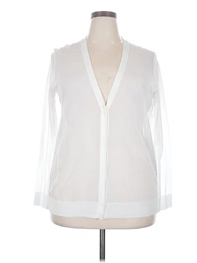Pre-owned Lafayette 148 Cardigan Sweater In White