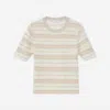 Lafayette 148 Cashmere And Fine Spun Voiule Stripe Sweater In Dune In Multi