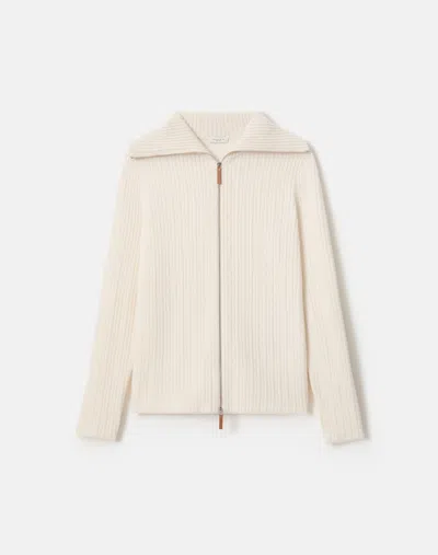 Lafayette 148 Cashmere & Finespun Voile Collared Cardigan In Neutral