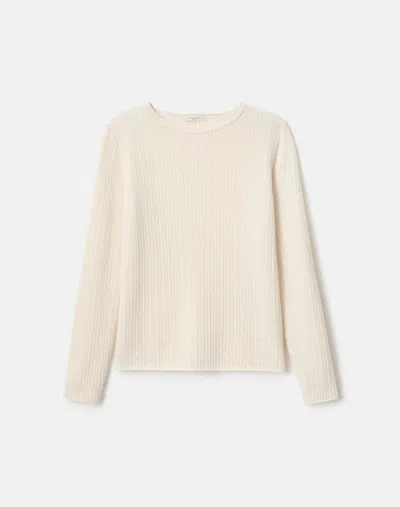Lafayette 148 Cashmere & Finespun Voile Crewneck Sweater In Neutral