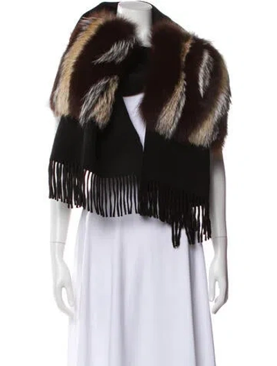 Pre-owned Lafayette 148 Cashmere Animal Print Scarf In Multi