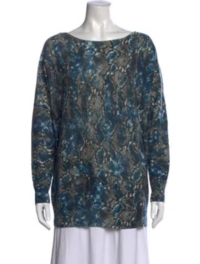 Pre-owned Lafayette 148 Cashmere Animal Print Sweater In Multi