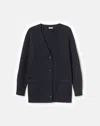Lafayette 148 Cashmere Basket Stitch Pocket Cardigan In Blue
