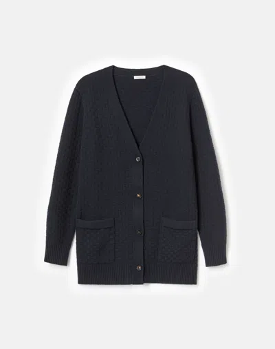 Lafayette 148 Cashmere Basket Stitch Pocket Cardigan In Black