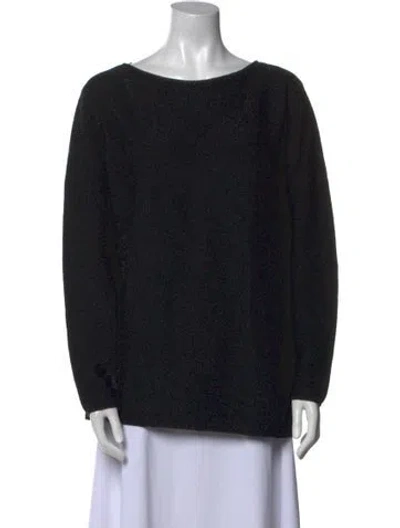 Pre-owned Lafayette 148 Cashmere Bateau Neckline Sweater In Black
