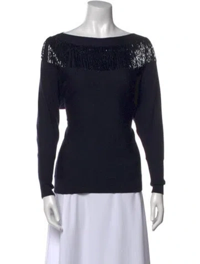 Pre-owned Lafayette 148 Cashmere Bateau Neckline Sweater In Black