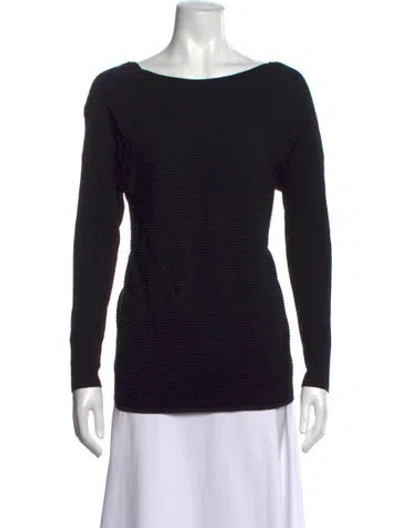 Pre-owned Lafayette 148 Cashmere Bateau Neckline Sweater In Black