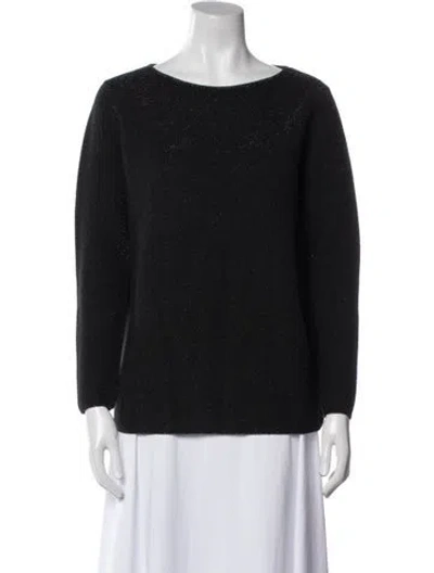 Pre-owned Lafayette 148 Cashmere Bateau Neckline Sweater In Blue