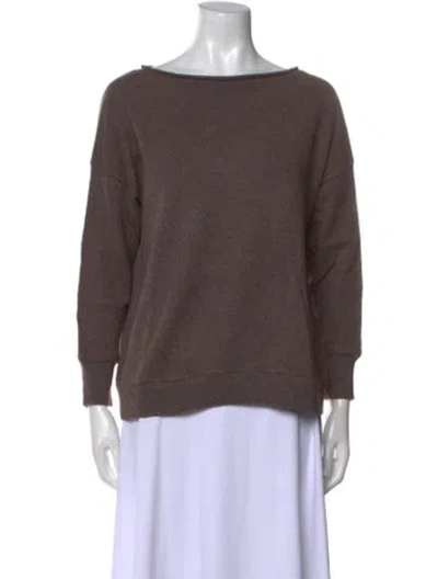 Pre-owned Lafayette 148 Cashmere Bateau Neckline Sweater In Brown