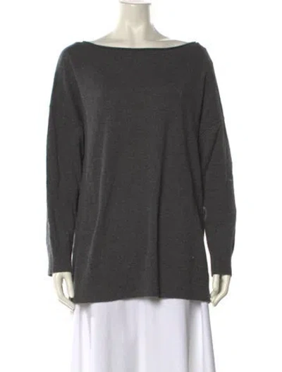 Pre-owned Lafayette 148 Cashmere Bateau Neckline Sweater In Gray