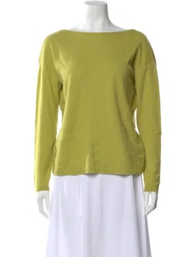 Pre-owned Lafayette 148 Cashmere Bateau Neckline Sweater In Green