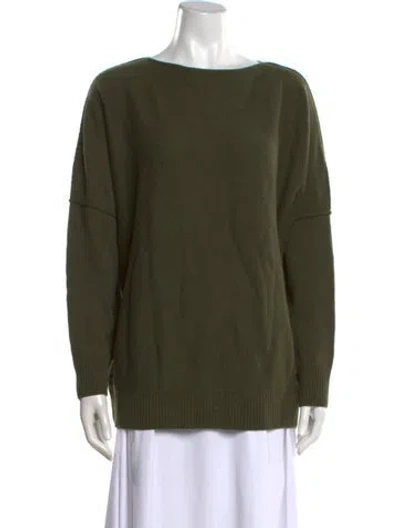 Pre-owned Lafayette 148 Cashmere Bateau Neckline Sweater In Green