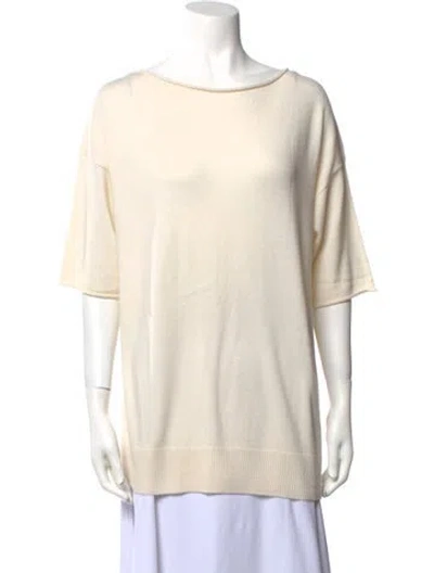 Pre-owned Lafayette 148 Cashmere Bateau Neckline Sweater In Neutral