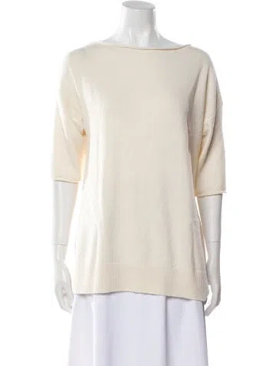 Pre-owned Lafayette 148 Cashmere Bateau Neckline Sweater In Neutral