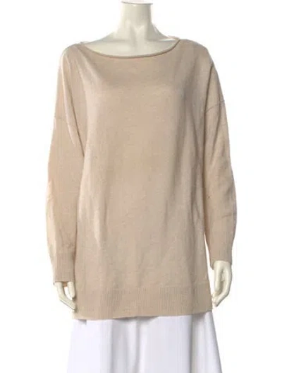 Pre-owned Lafayette 148 Cashmere Bateau Neckline Sweater In Neutral