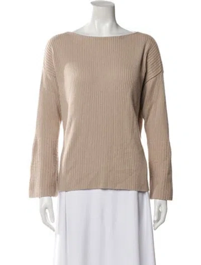 Pre-owned Lafayette 148 Cashmere Bateau Neckline Sweater In Neutral