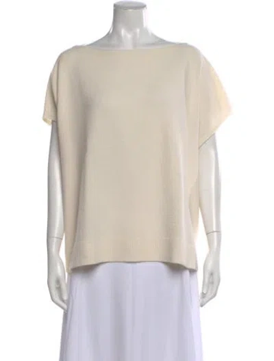 Pre-owned Lafayette 148 Cashmere Bateau Neckline Sweater In Neutral