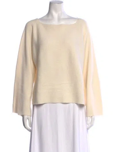 Pre-owned Lafayette 148 Cashmere Bateau Neckline Sweater In Neutrals