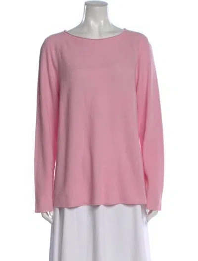 Pre-owned Lafayette 148 Cashmere Bateau Neckline Sweater In Pink