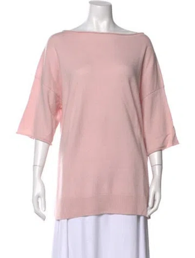 Pre-owned Lafayette 148 Cashmere Bateau Neckline Sweater In Pink