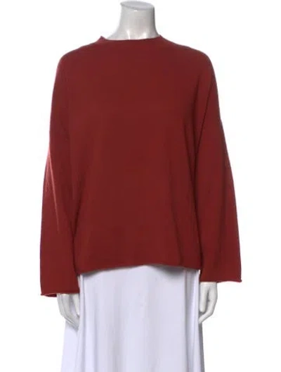 Pre-owned Lafayette 148 Cashmere Bateau Neckline Sweater In Red