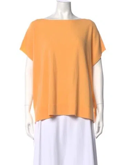 Pre-owned Lafayette 148 Cashmere Bateau Neckline Sweater W/ Tags In Orange