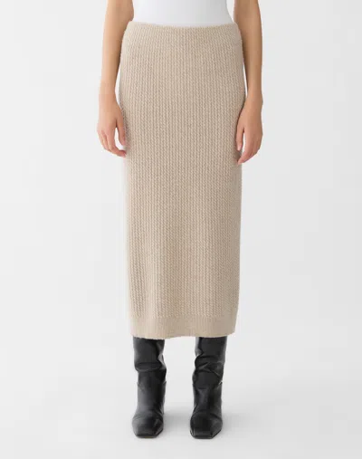 Lafayette 148 Cashmere Cable Knit Midi Skirt In Taupe Melange