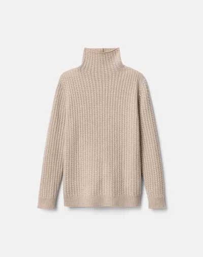 Lafayette 148 Cashmere Cable Knit Stand Collar Sweater In Neutral