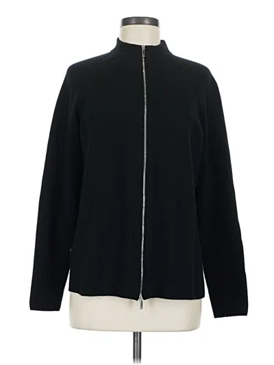 Pre-owned Lafayette 148 Cashmere Cardigan Sweater In Black