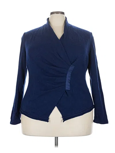Pre-owned Lafayette 148 Cashmere Cardigan Sweater In Blue
