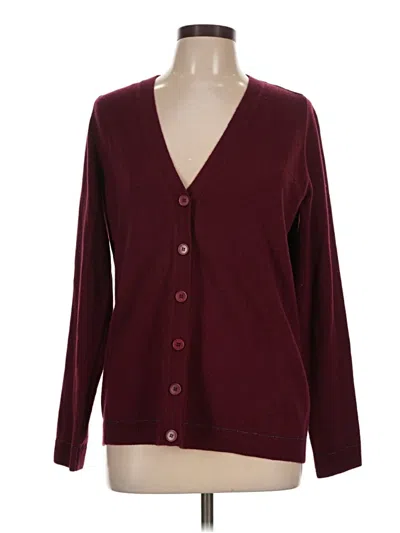 Pre-owned Lafayette 148 Cashmere Cardigan Sweater In Burgundy
