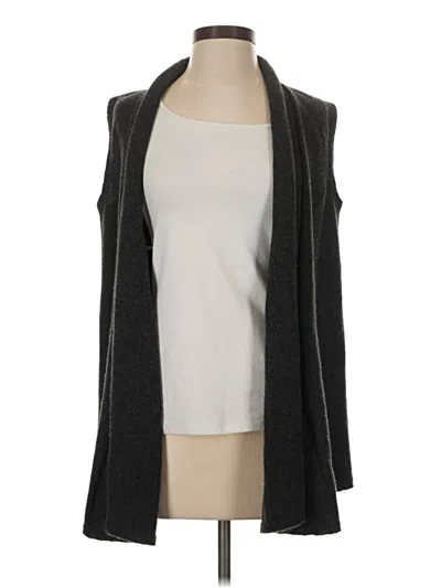 Pre-owned Lafayette 148 Cashmere Cardigan Sweater In Gray