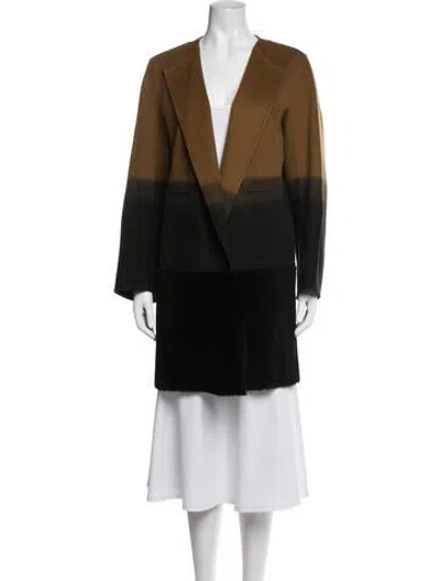 Pre-owned Lafayette 148 Cashmere Colorblock Pattern Coat In Black